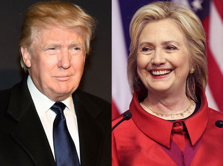 Ứng viên Donald Trump (trái) và ứng viên Hillary Clinton.